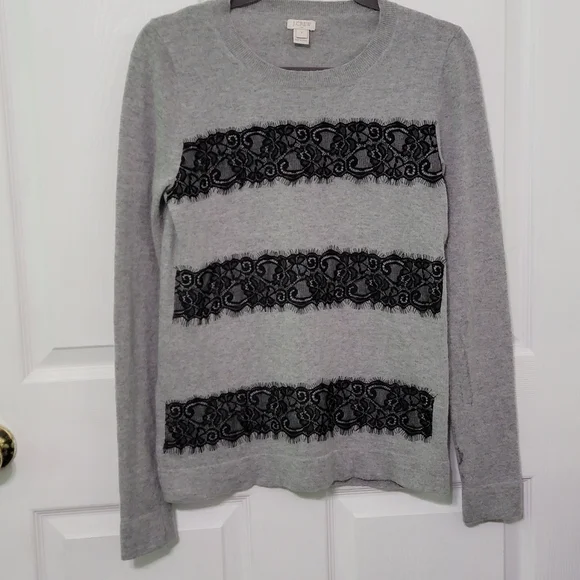 J. Crew Lace Striped Sweater - Picture 2 of 10